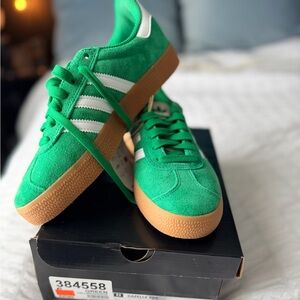 adidas Gazelle ADV Green Suede Trainers with Gum Sole